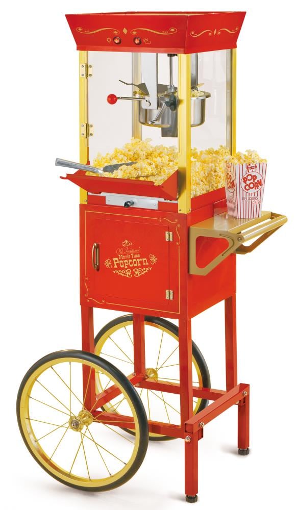 Nostalgia 0.5-Cup Red Oil Freestanding Popcorn machine cart