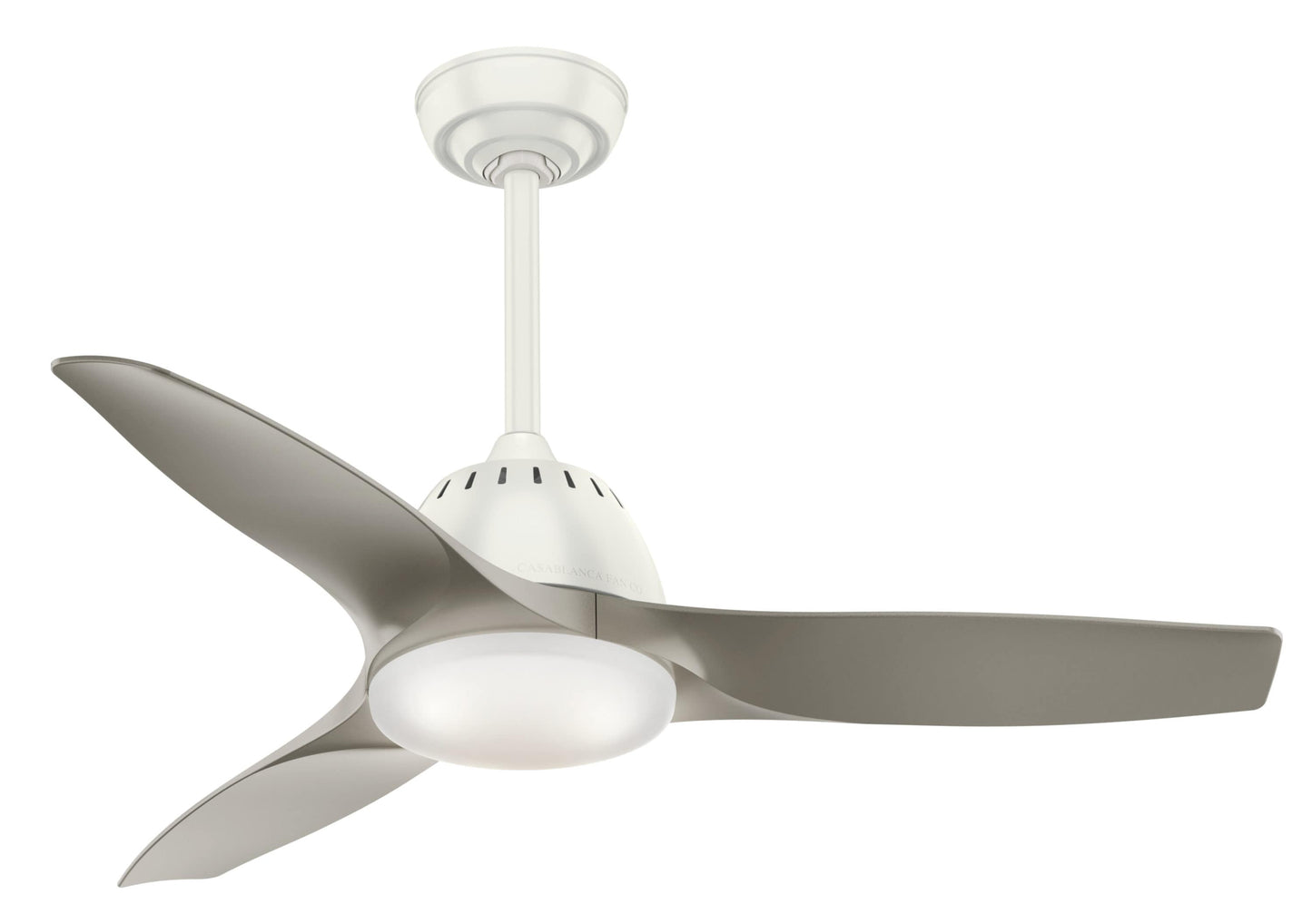 Casablanca Wisp 44-in Fresh White with Painted Pewter Blades Integrated LED Ceiling Fan With Light 3 -Blade