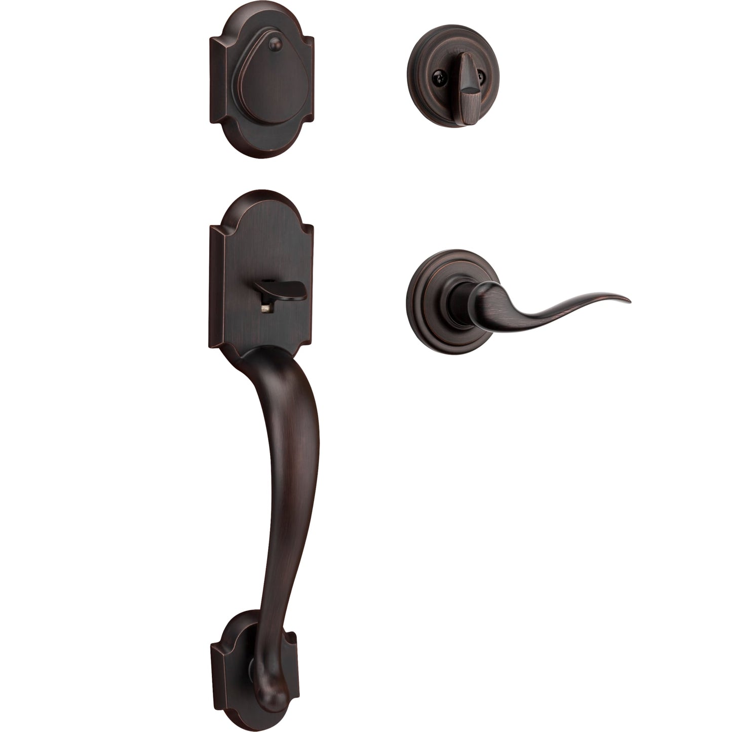 Kwikset Signature Series Austin Venetian Bronze Single-Cylinder Deadbolt Entry Door Handleset with Tustin Lever and Smartkey 800AUHXTNL 11P SMT
