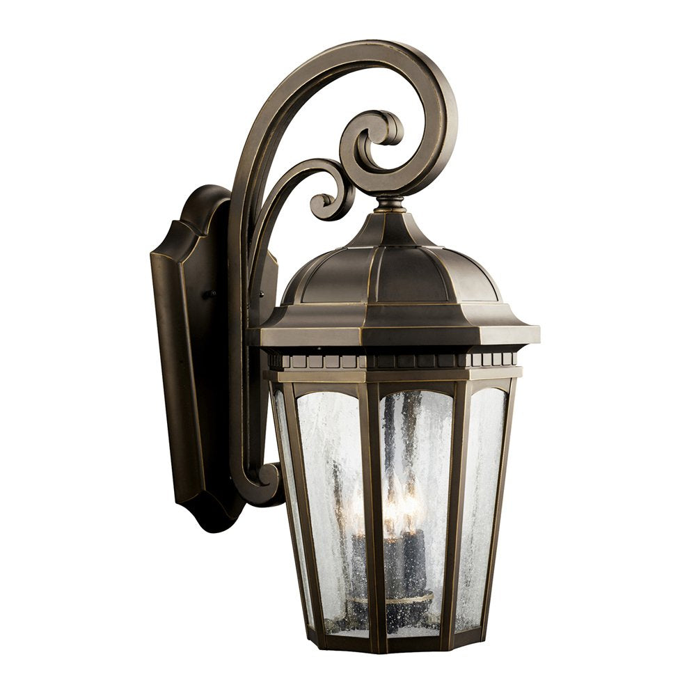 Kichler Courtyard 3 -Light 22.25-in H Oil-rubbed Bronze Hardwired Outdoor Wall Light 1253735