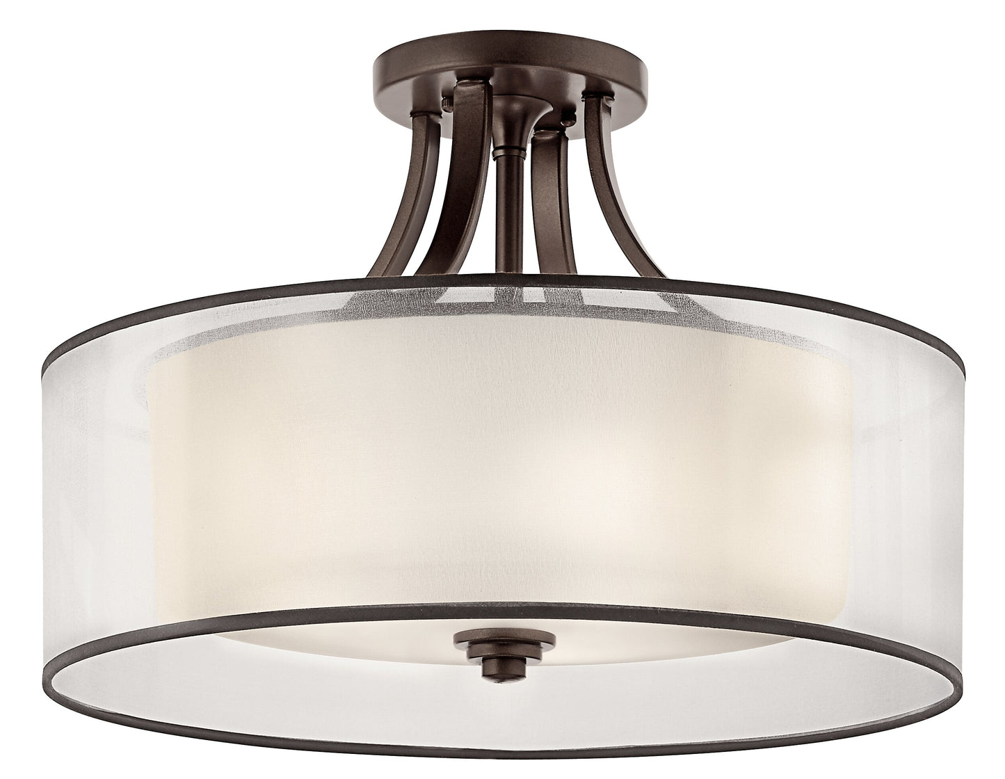 Kichler Lacey 4 -Light 20-in Bronze Semi Flush Mount Light 1252919