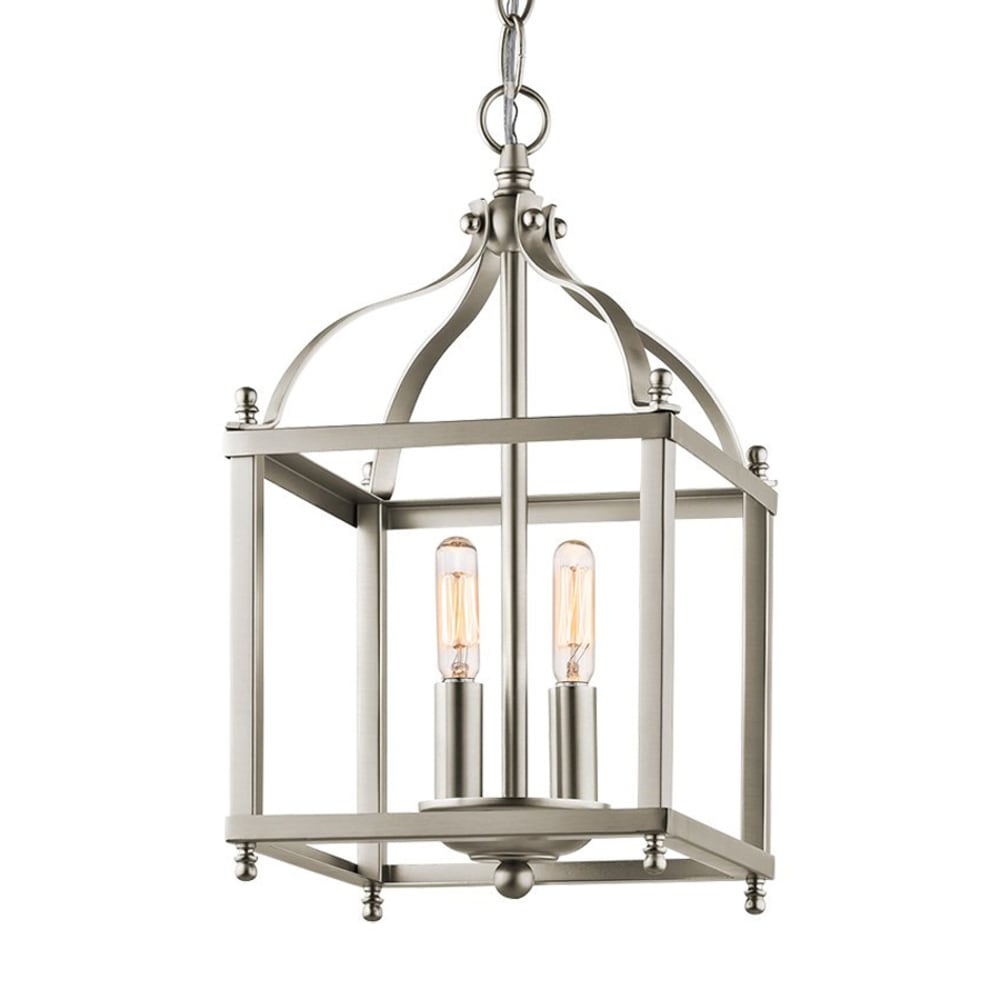 Kichler Larkin 2 -Light Brushed Nickel Transitional Lantern Mini Hanging Pendant light 1253176
