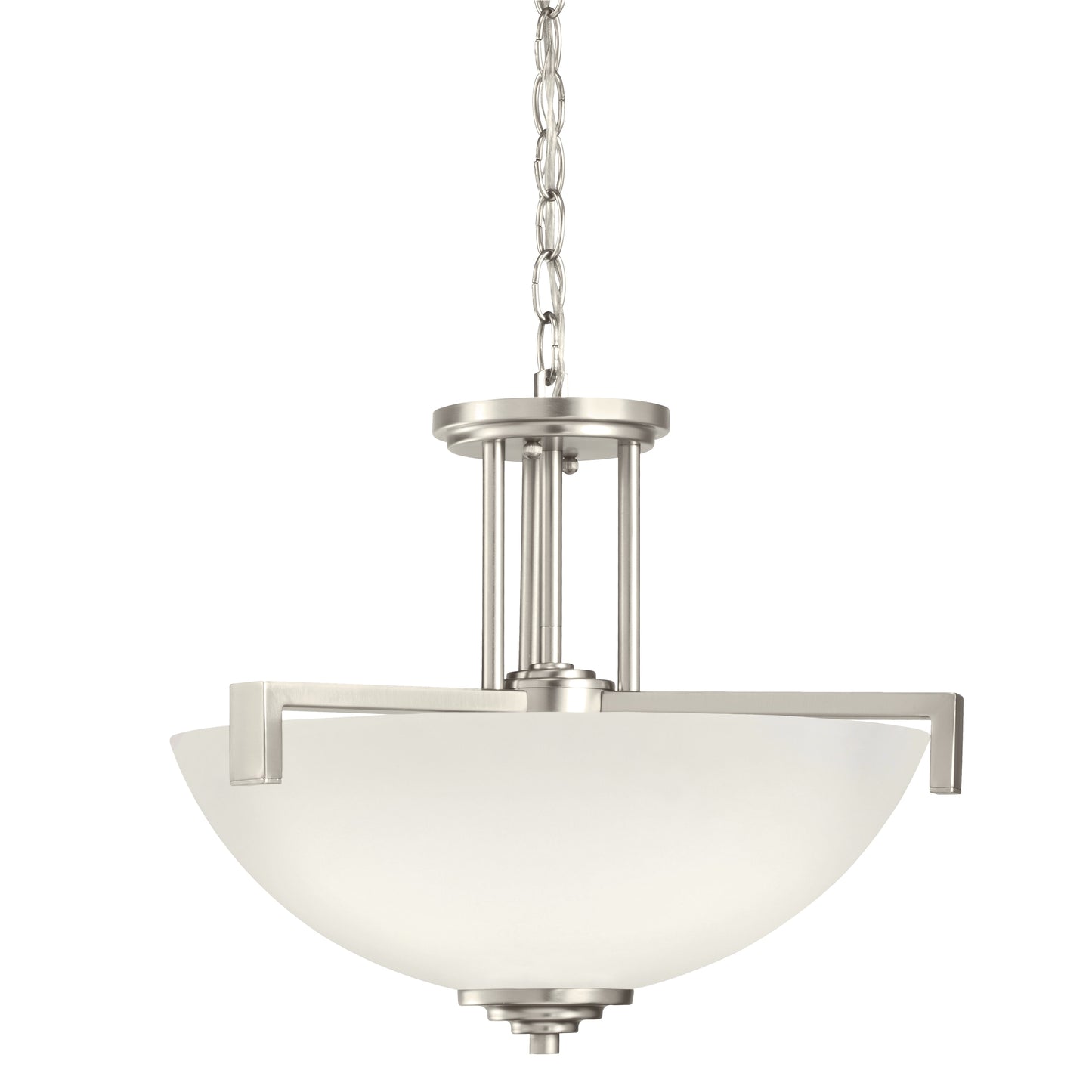Kichler Eileen 3 -Light Brushed Nickel Modern/contemporary Etched glass Bowl Medium Hanging Pendant light 1424689