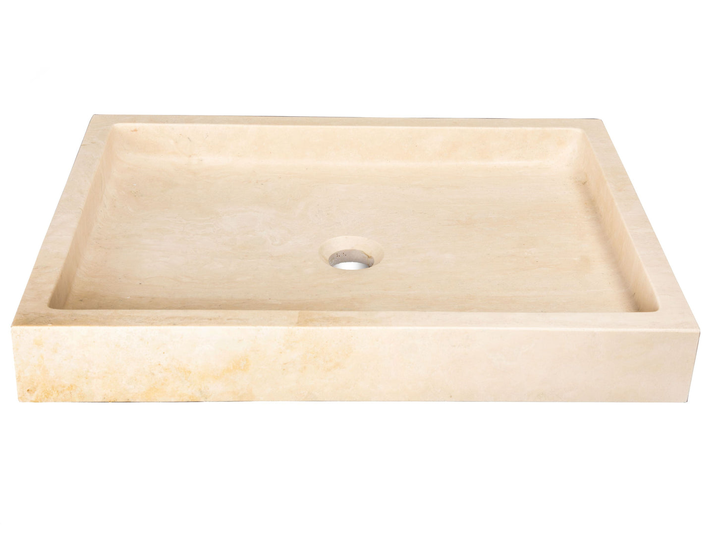 Eden Bath Travertine 16.0-in Vessel Rectangular Modern Beige Travertine Bathroom Sink