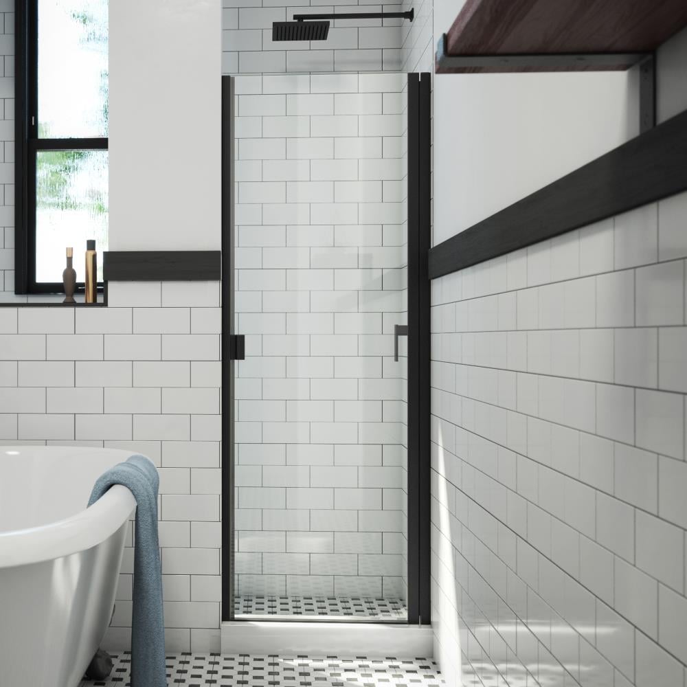 Arizona Shower Door R-Door Matte Black 26-in W x 66-in H Semi-frameless Clear Glass Hinged Shower door
