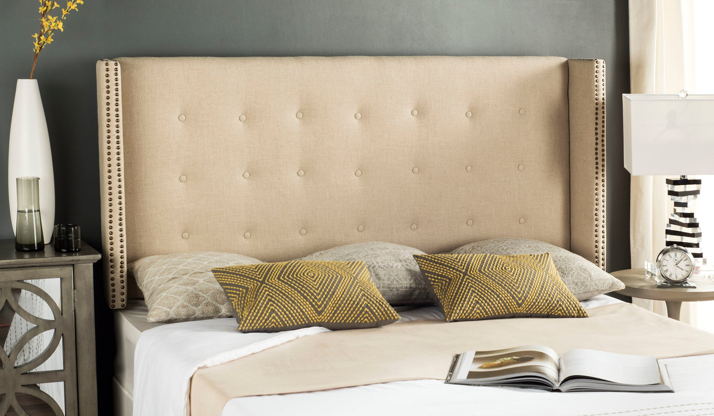 Safavieh Keegan Beige Full Linen Upholstered Headboard