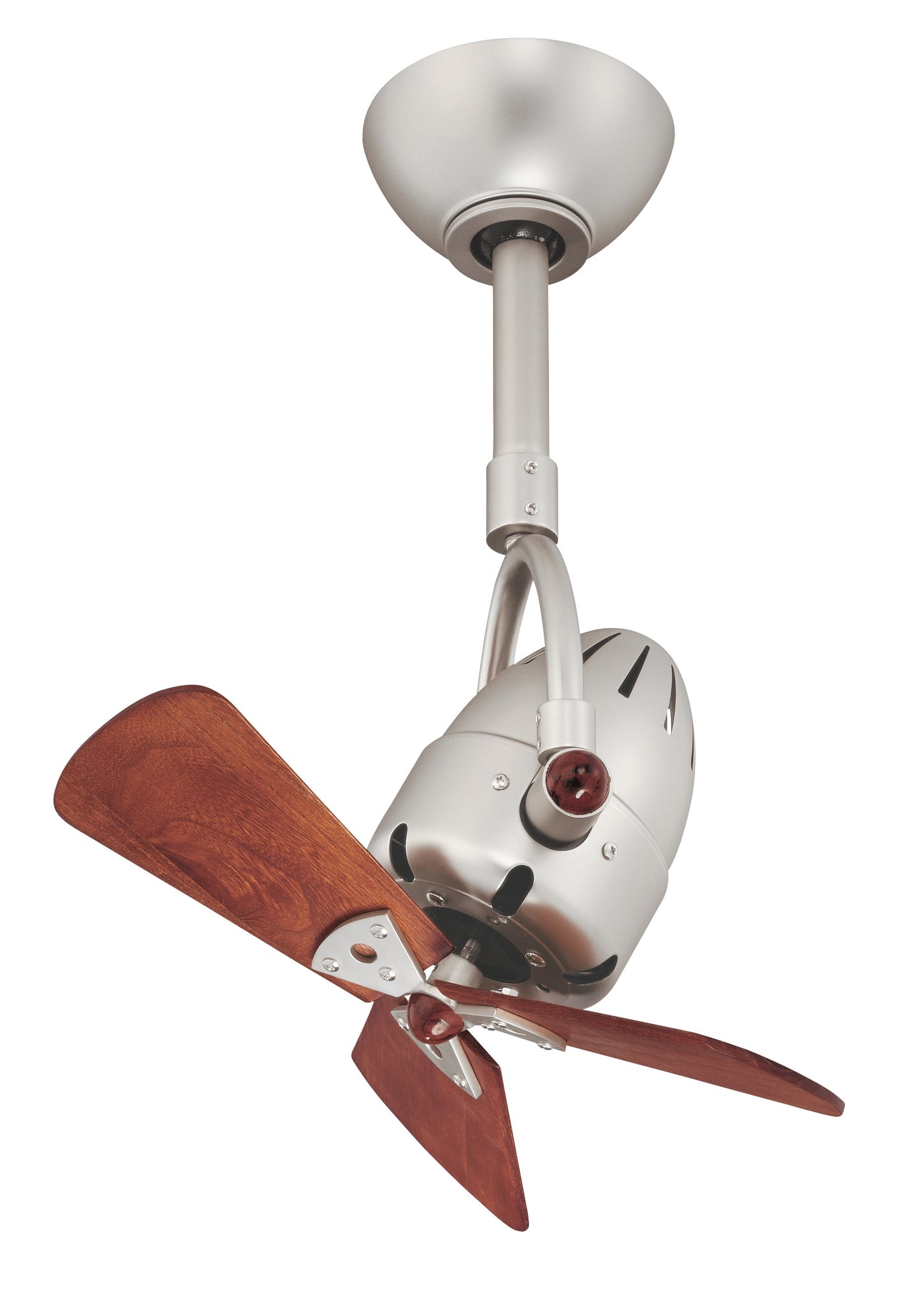 Matthews Fan Company Diane 16-in Outdoor Brushed Nickel with Mahogany Tone Blades Ceiling Fan Without Light - Remote Included ( 3 -Blade ) 1453616