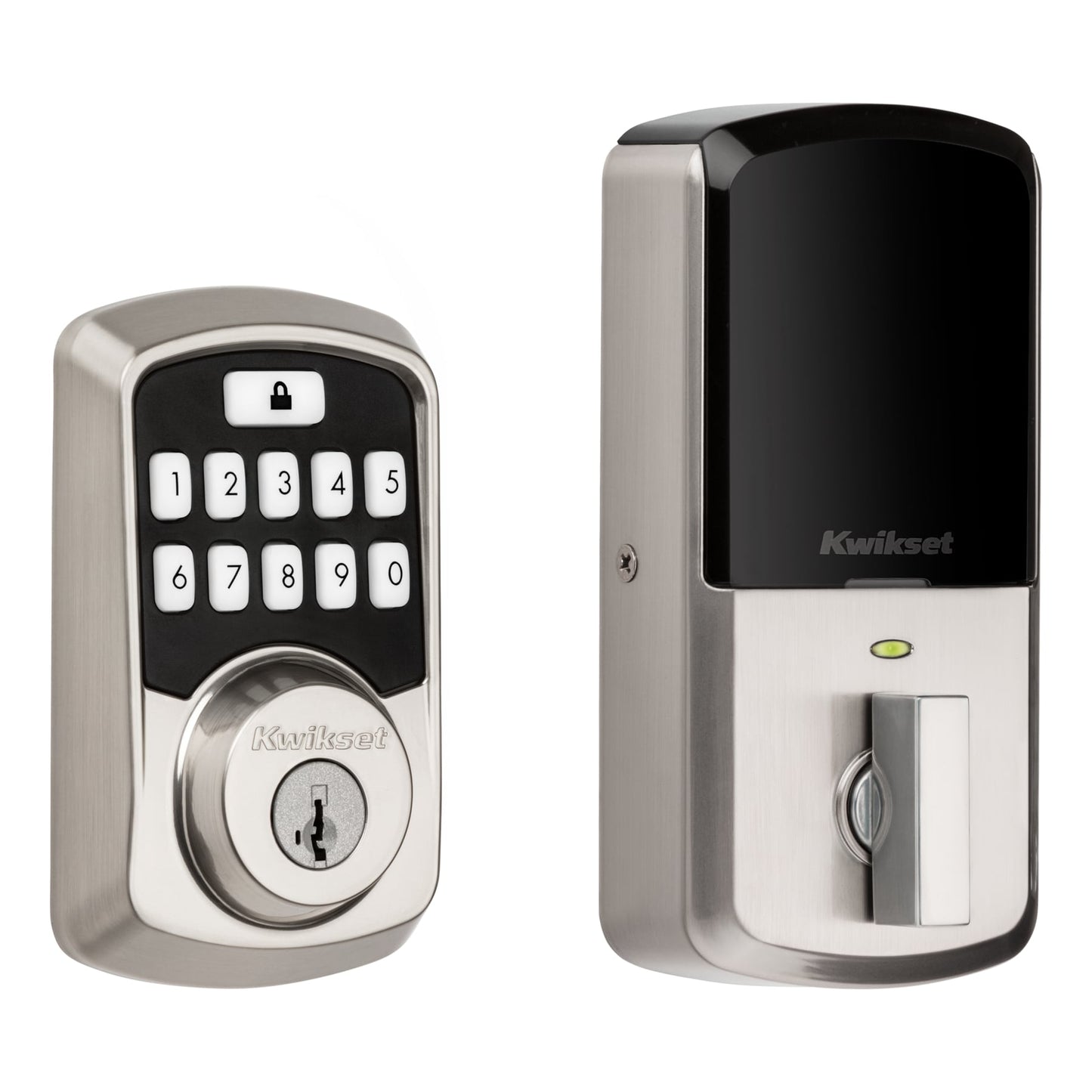 Kwikset Aura Satin Nickel Smart Lock Electronic Deadbolt Bluetooth Smartkey with Keypad 942 BLE DB 15 SMT