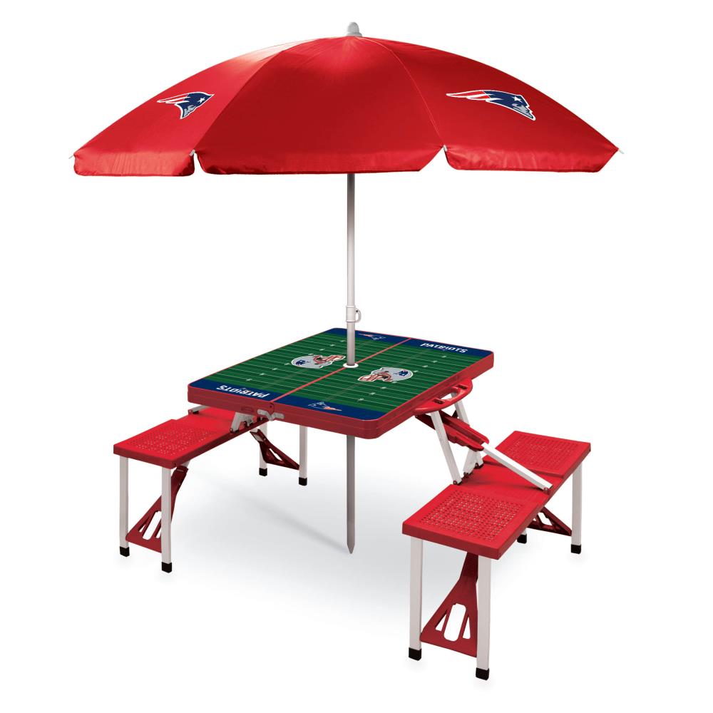 Picnic Time New England Patriots 54-in Red Plastic Rectangle Folding Picnic Table