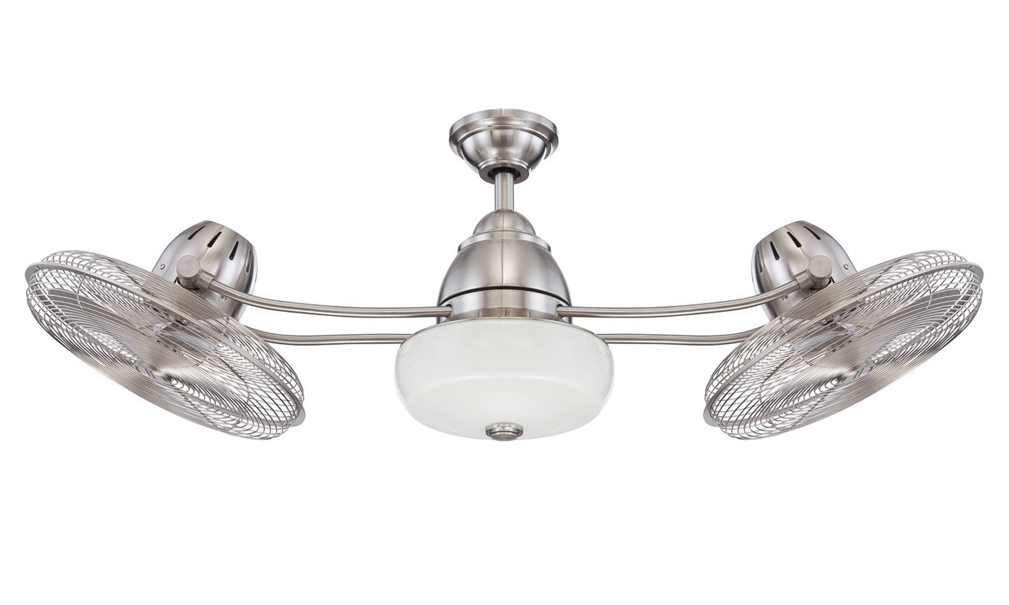 Craftmade Bellows II 48-Inches Brushed Nickel with Brushed nickel Blades Indoor Downrod or flush mount Standard Ceiling Fan With Light and Remote ( 6 -Blade) 1518578