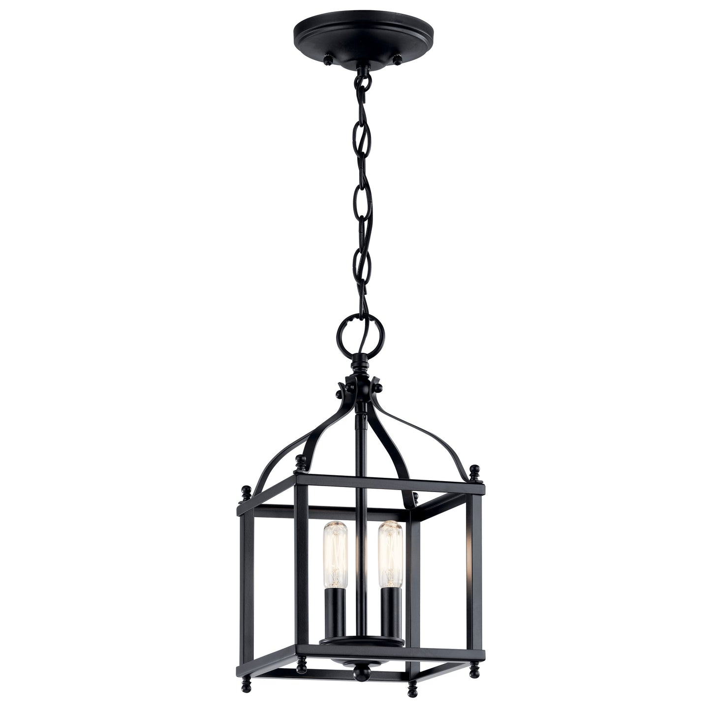 Kichler Larkin 2 -Light Black Traditional Lantern Mini Hanging Pendant light 1477153
