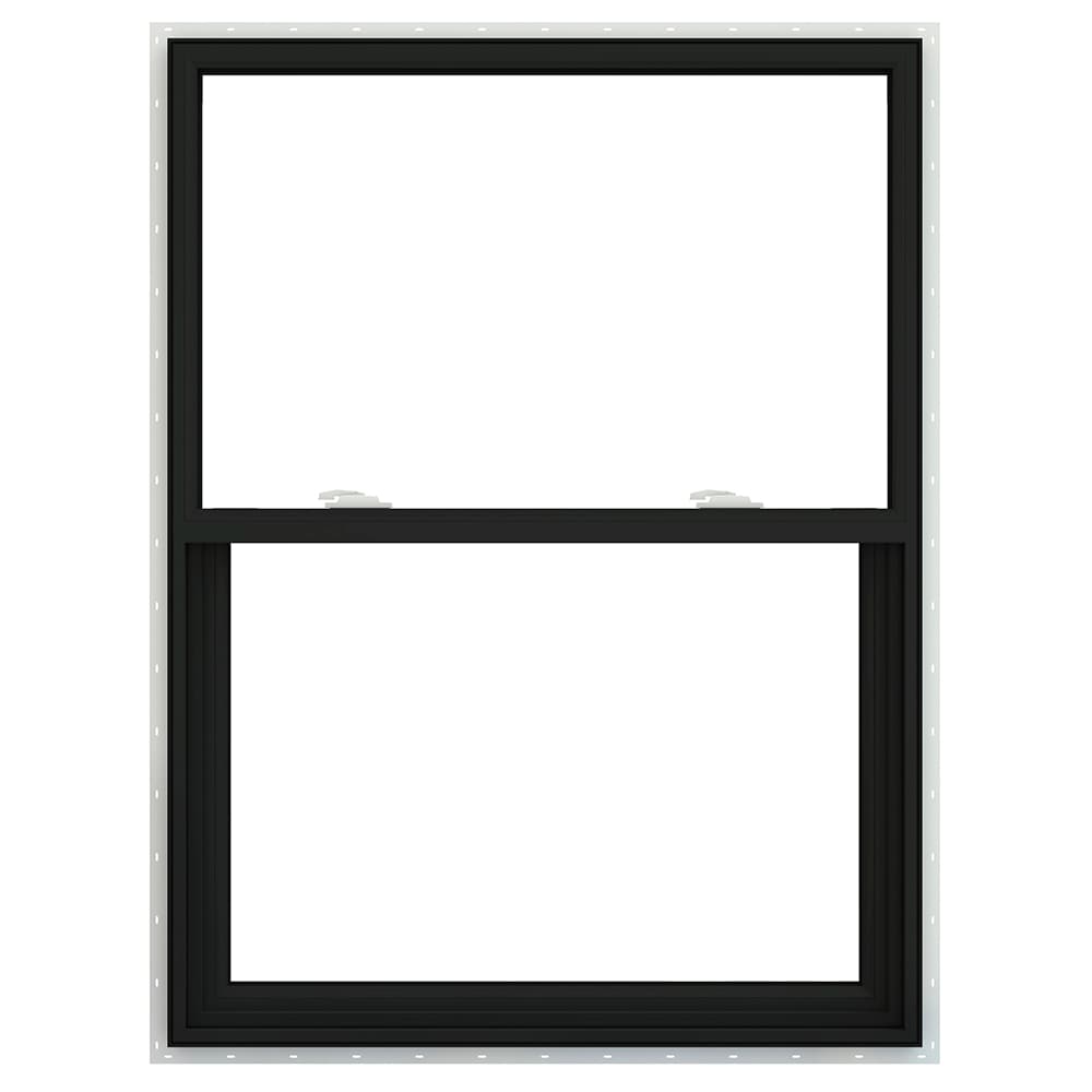 JELD-WEN V-2500 Bronze Exterior Vinyl New construction Single Hung Window Low-E argon Double Pane Glass (Half Screen Included)