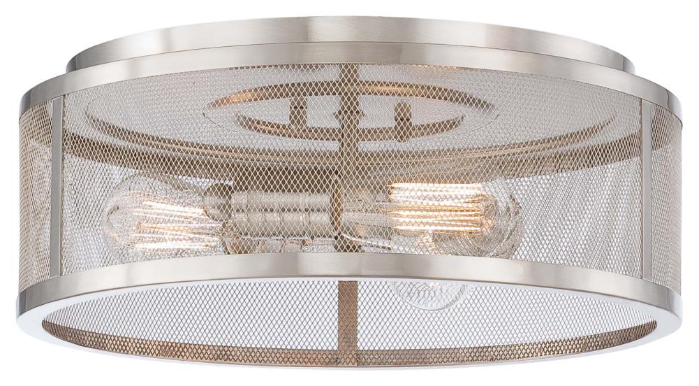 Minka Lavery Downtown Edison 3 -Light 15-in Brushed Nickel Flush Mount Light 1664349