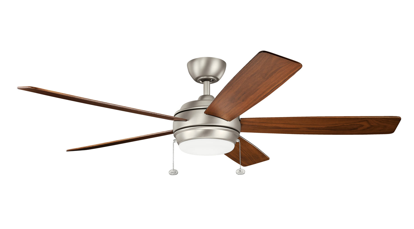 Kichler Starkk 60-in Integrated LED Brushed Nickel with Walnut/Silver Blades Ceiling Fan With Light ( 5 -Blade ) 1694937