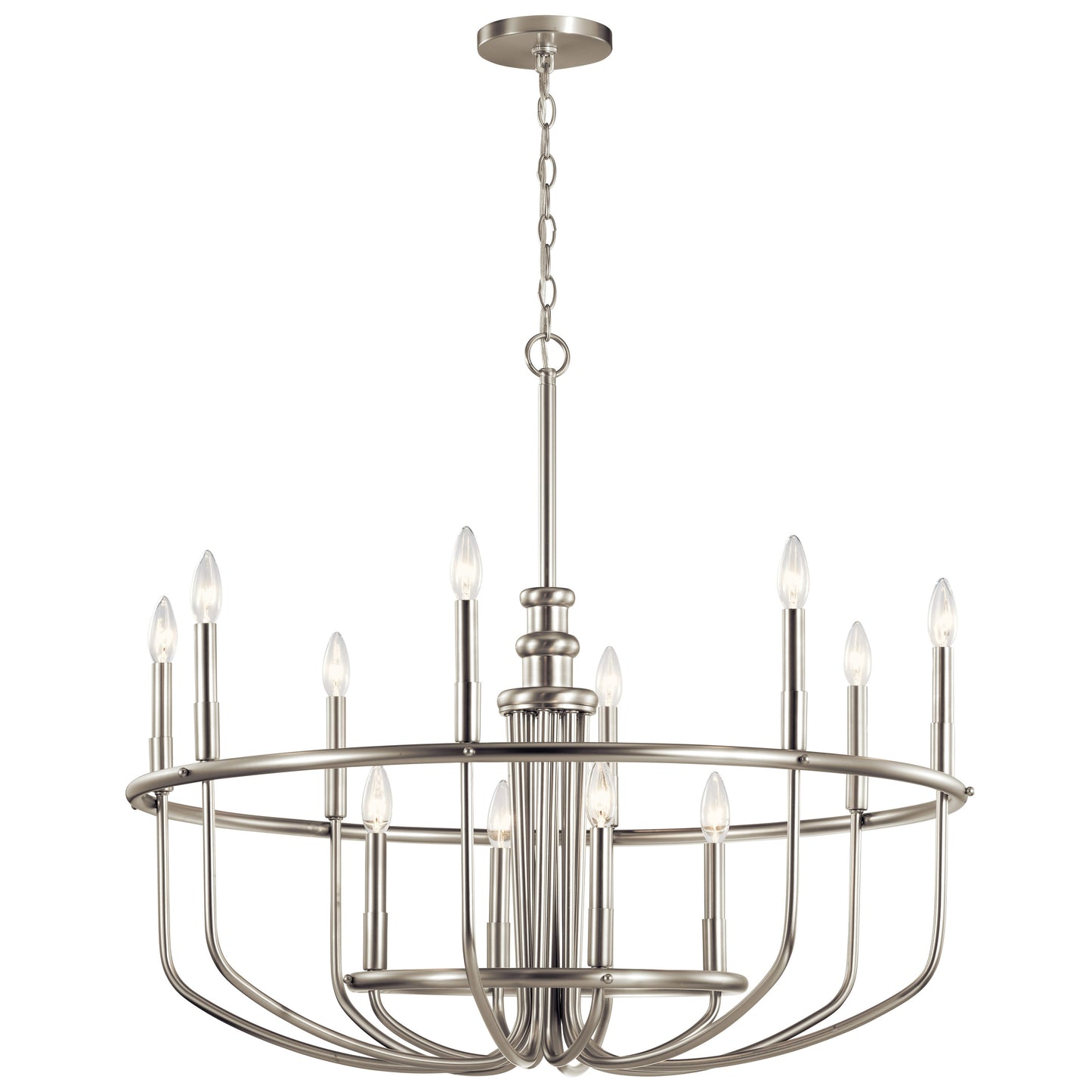 Kichler Capitol Hill 12 -Light Brushed Nickel Traditional For Use in Bedrooms, Dining Rooms, Foyers, Kitchens, Living Rooms Chandelier 2221015