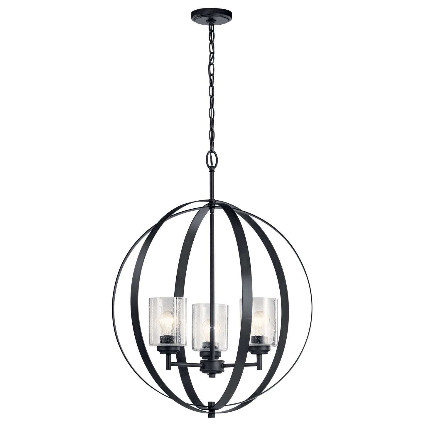 Kichler Winslow 3 -Light Black Modern/contemporary Cage For Use in Bedrooms, Dining Rooms, Foyers, Kitchens, Living Rooms Chandelier 2416114
