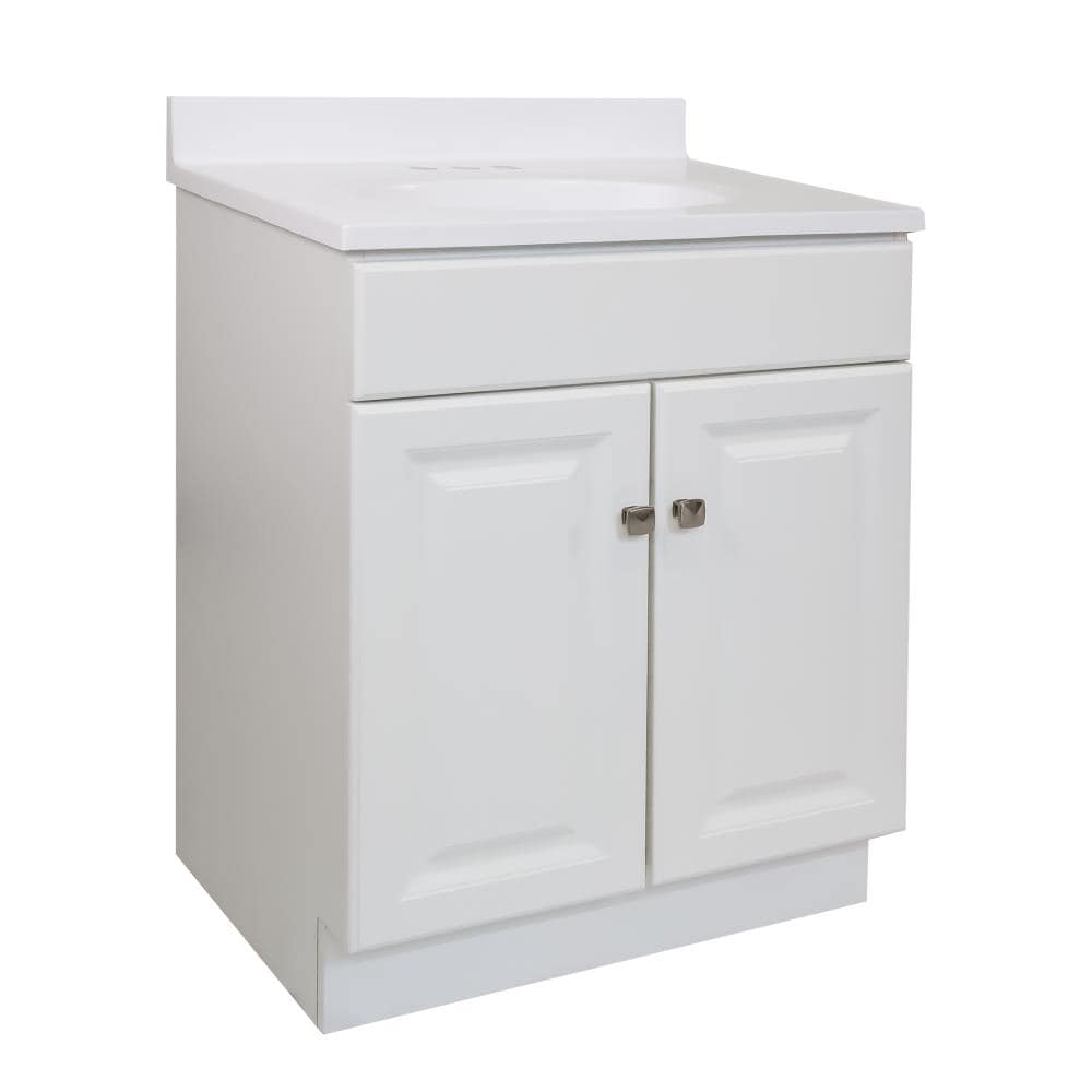Design House Wyndham 25-in White Single Sink Bathroom Vanity with Solid White Cultured Marble Top