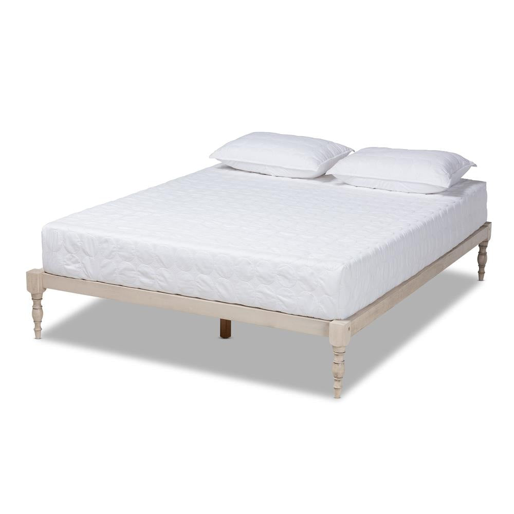 Baxton Studio King Antique White Wood Bed Frame