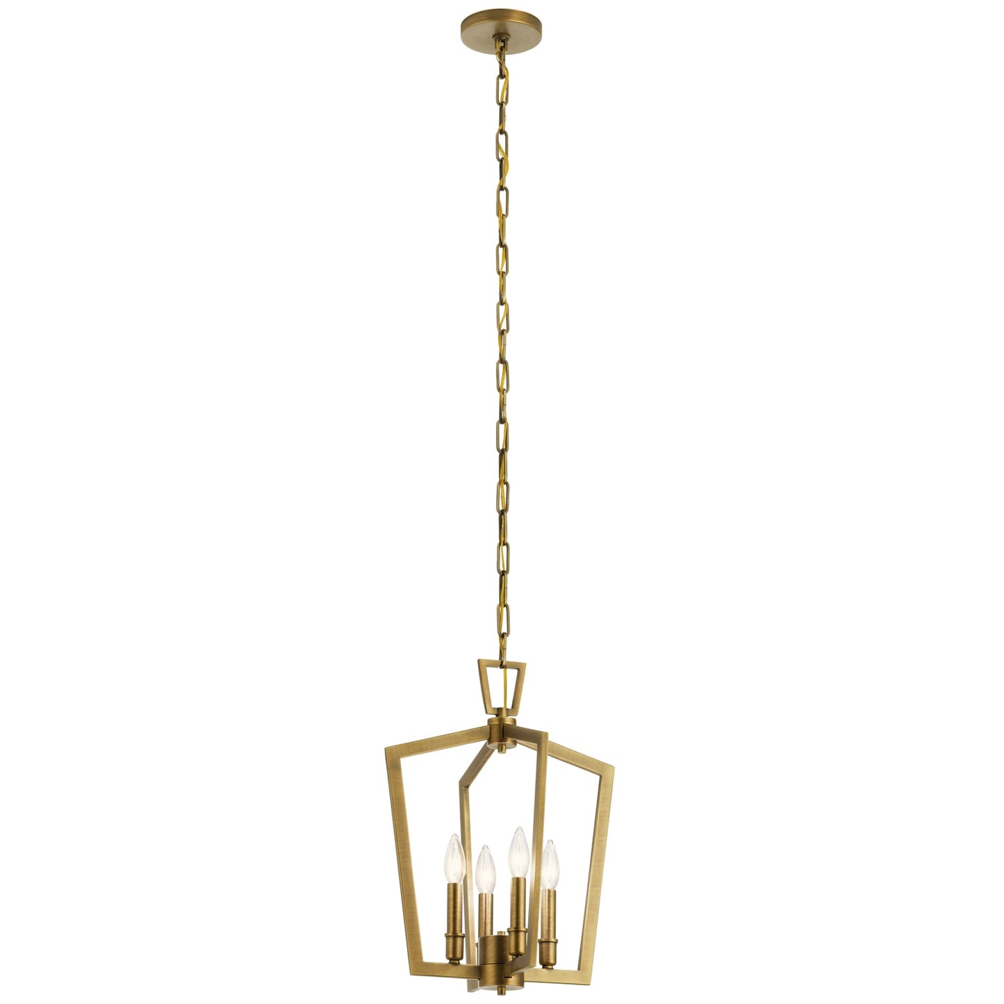 Kichler Abbotswell 4 -Light Natural Brass Traditional Lantern Medium Hanging Pendant light 2854271