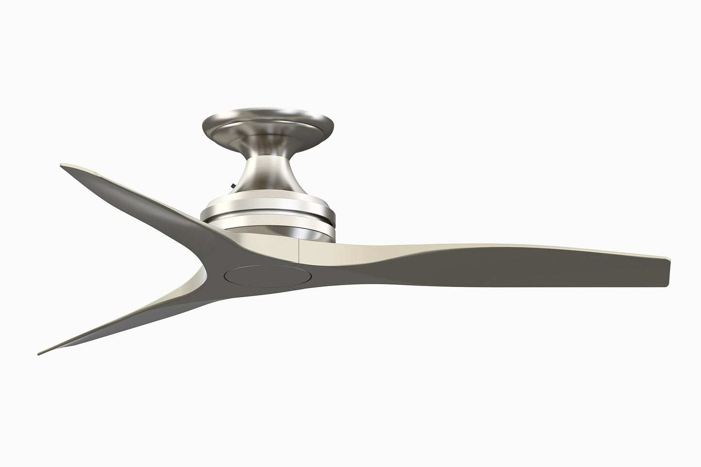 Fanimation Spitfire 48-in Outdoor Flush Mount Brushed Nickel with Brushed Nickel Blades Propeller Ceiling Fan Light Kit Compatible and Remote ( 3 -Blade ) 3073182