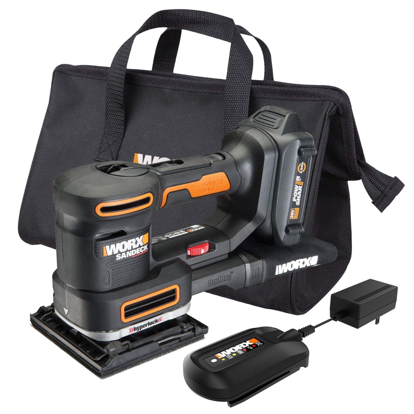 WORX Power Share 20-Volt Cordless Variable Speed Detail Sander (Battery Included) WX820L