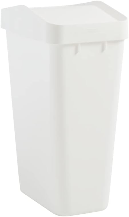 Rubbermaid Swing Top Waste Container for Home and Kitchen, Easy Access Disposal and Slim Modern Trash Can with Lid, 12.2 Gallon Capacity, White