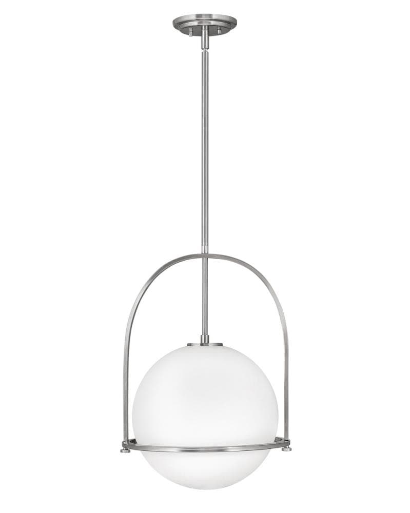 Hinkley Somerset Brushed Nickel Transitional Opal glass Globe Medium Hanging Pendant light 3661548
