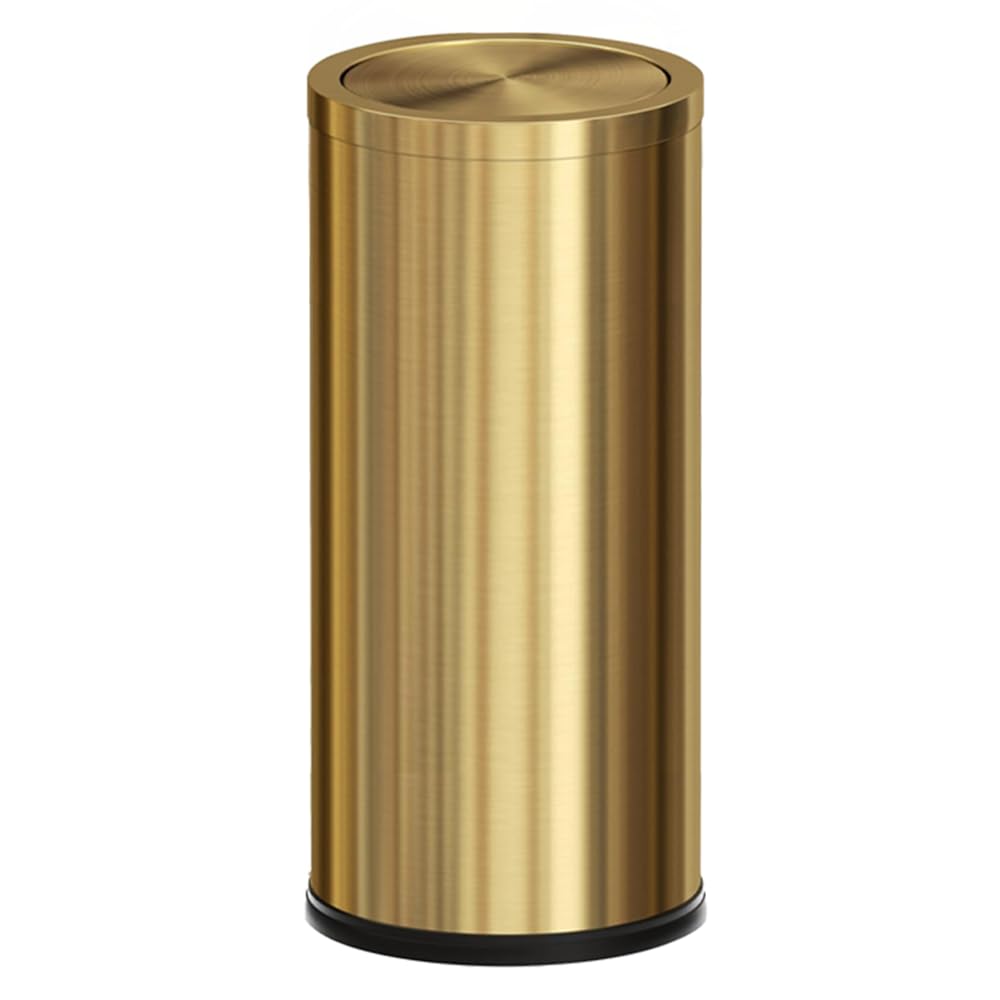 LEASYLIFE 30L\/8GAL Gold Brass Kitchen Trash Can,Tall Commercial Garbage can,Large Capacity FILP lid Trash can for Kitchen,Shopping mall,Elevator gate,Airport, Hotel,Commercial (Gold)