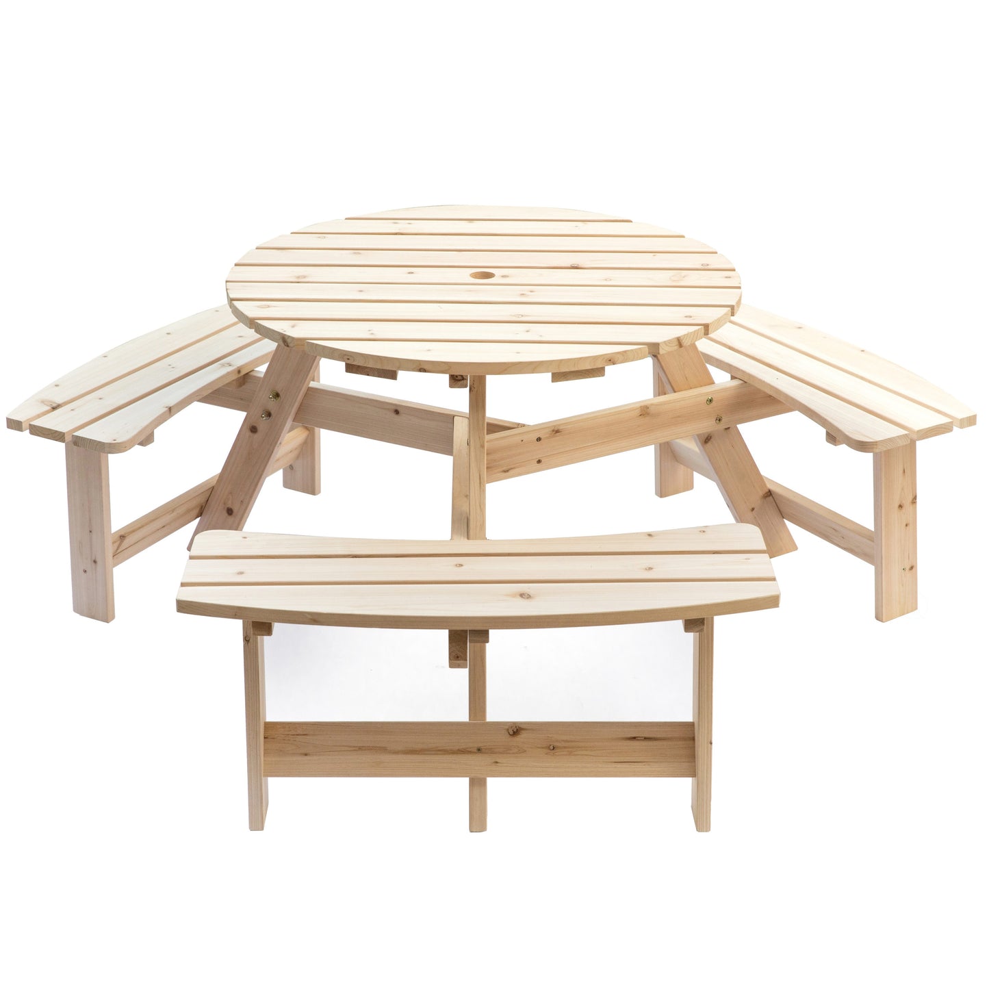 Gardenised 35.25-in Brown wood Round Picnic Table