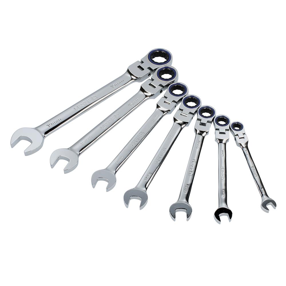 URREA 7-Piece Set Metric Flexible Head Combination Wrench 12MF7M