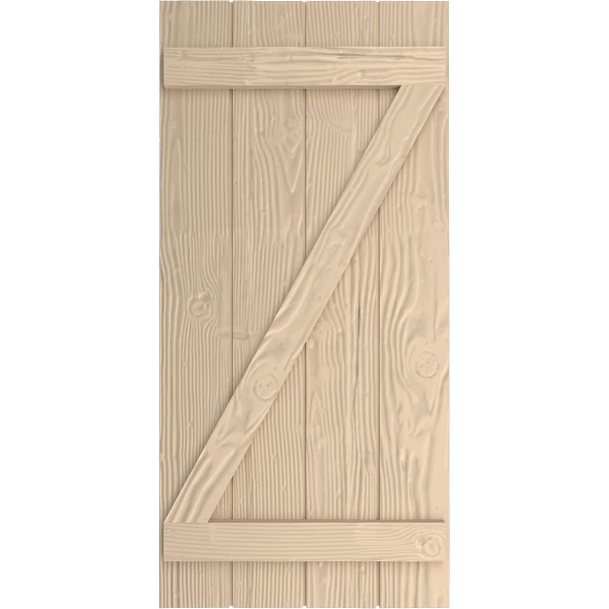Ekena Millwork 22-in W x 90-in H Sandblasted Paintable/Stainable Board and batten Z-bar Exterior Shutters ( 2 -Pack )