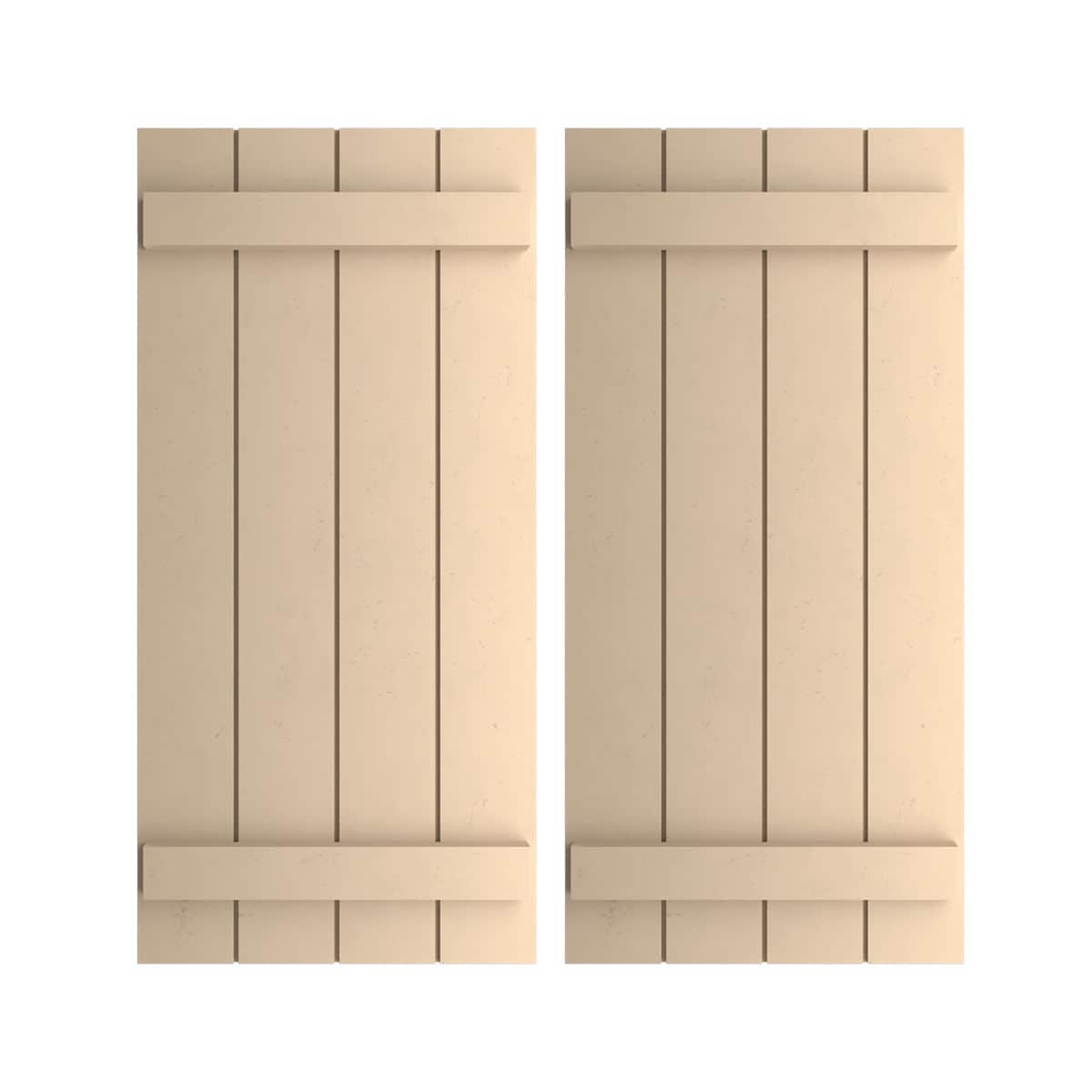 Ekena Millwork 22-in W x 52-in H Smooth Paintable/Stainable Board and batten Exterior Shutters ( 2 -Pack )