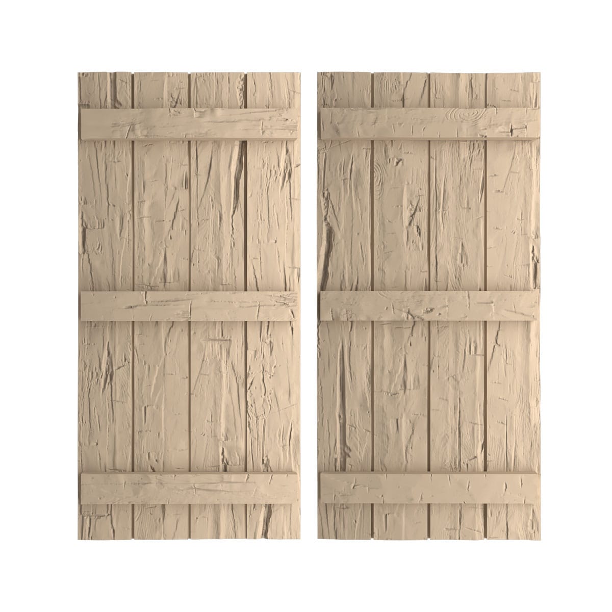 Ekena Millwork 22-in W x 76-in H Hand Hewn Paintable/Stainable Board and batten Exterior Shutters ( 2 -Pack )