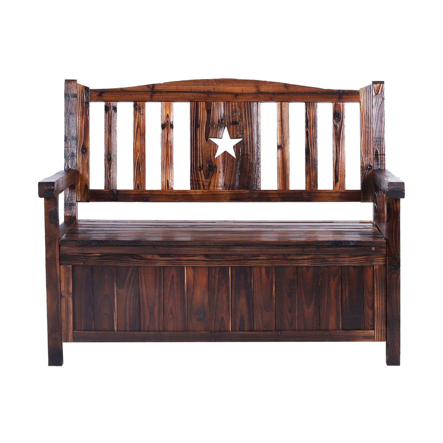 VEIKOUS 48-Inches W x 36.6-Inches H Black Cedar Storage Bench