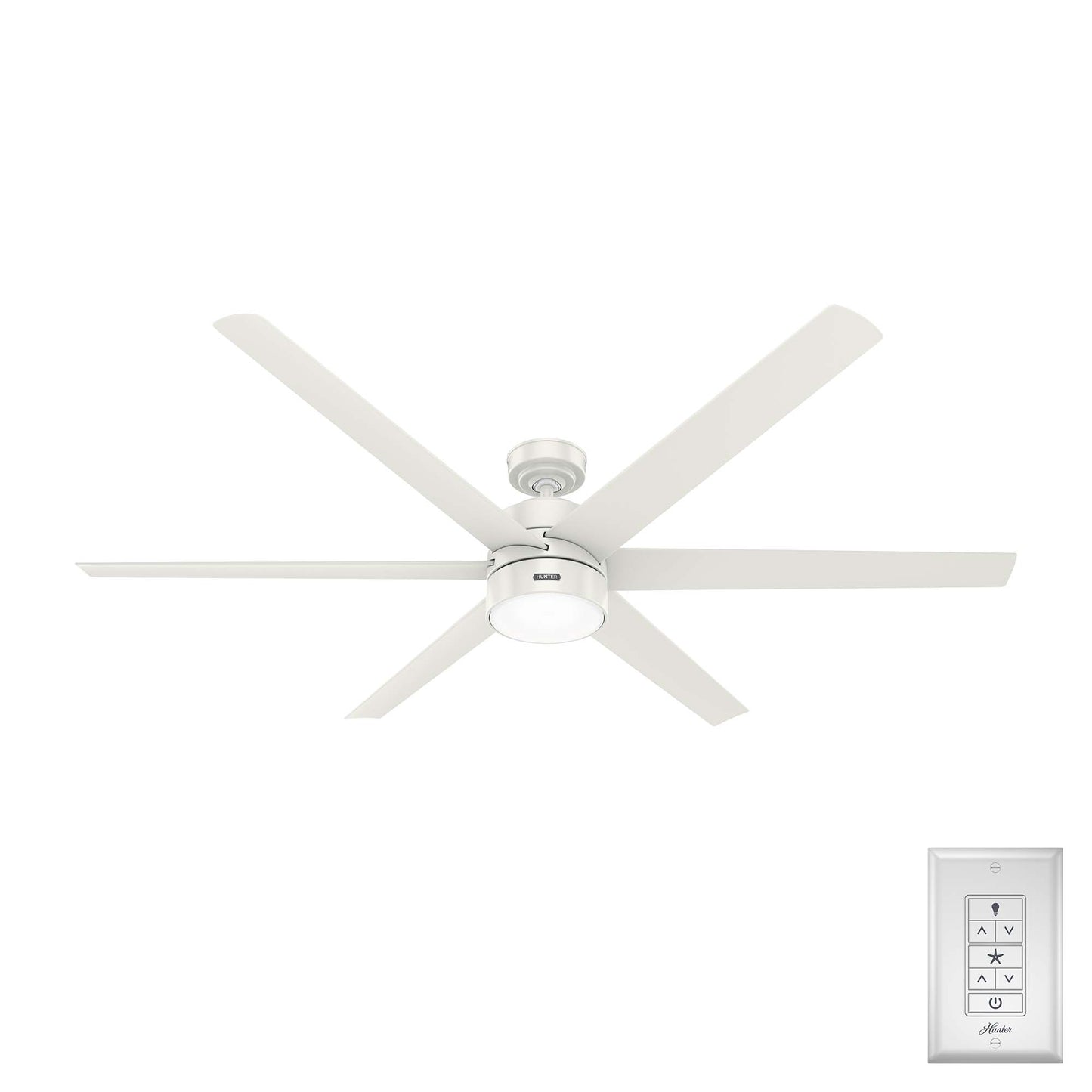 Hunter Solaria 72-in Integrated LED Outdoor Fresh White with Fresh White Blades Ceiling Fan With Light ( 6 -Blade ) 5091416