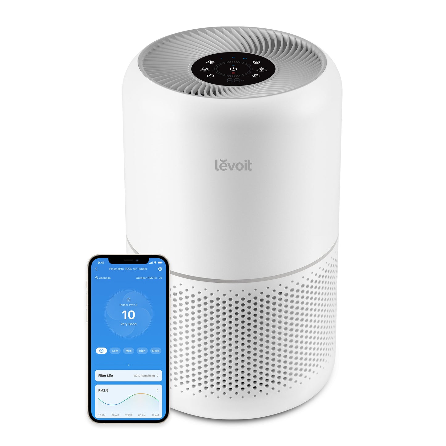 Levoit PlasmaPro 300 3-Speed Ionic Smart White Activated Carbon Air Purifier ENERGY STAR (Covers: 219-sq ft) HEAPAPLVSUS0094