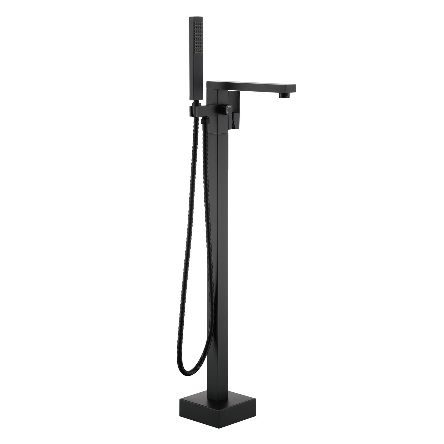 Clihome Matte Black 1-handle Freestanding Swivel Bathtub Faucet with Hand Shower ( Valve Included )