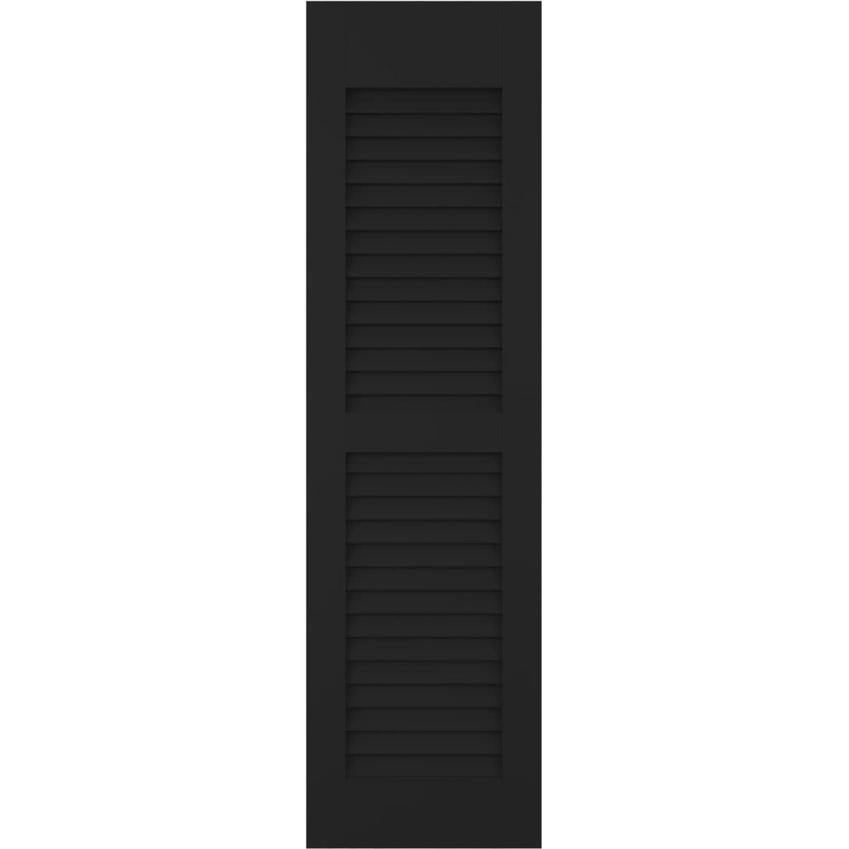 Ekena Millwork 18-in W x 34-in H Black Paintable/Stainable Louvered Wood Exterior Shutters ( 2 -Pack )