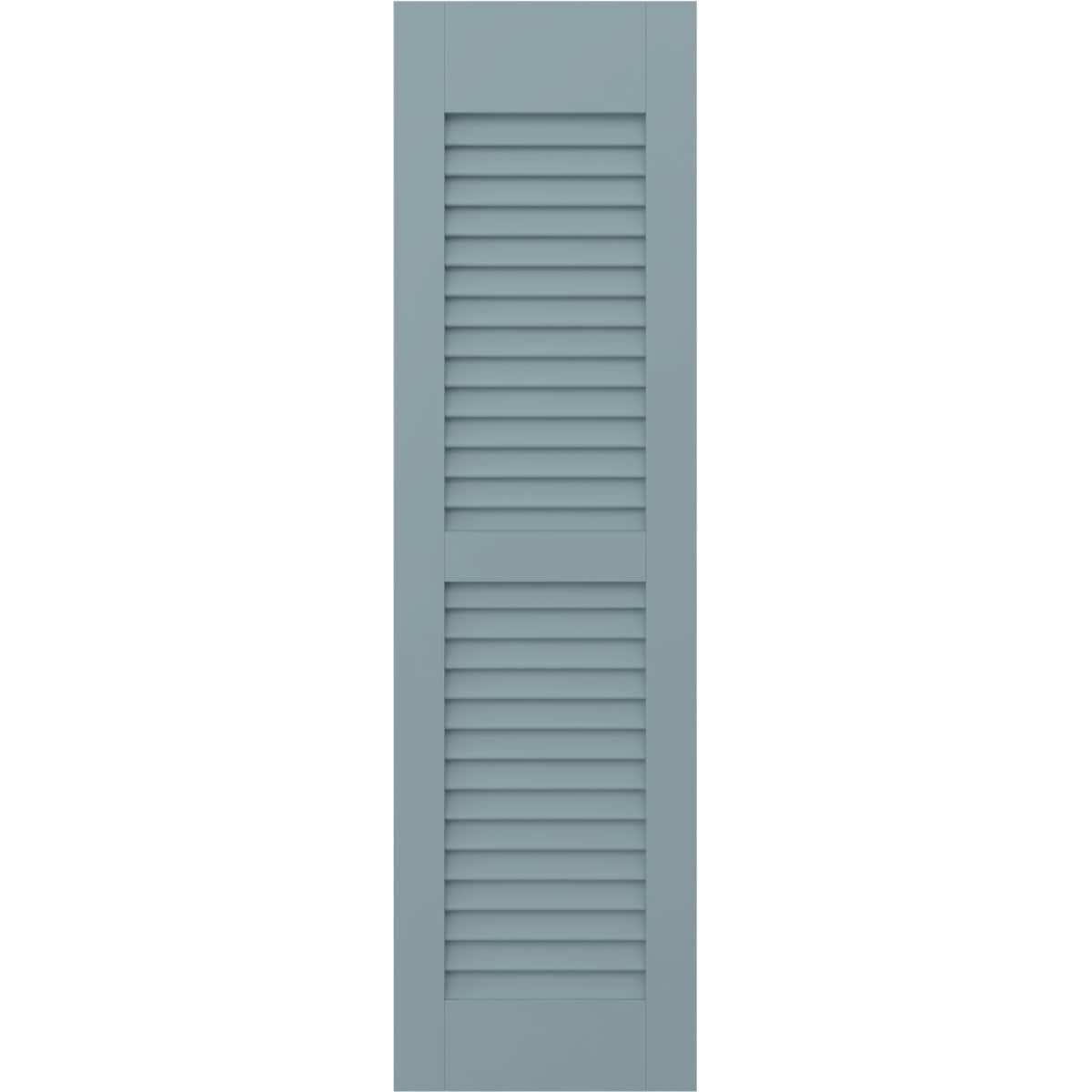 Ekena Millwork 18-in W x 38-in H Peaceful Blue Paintable/Stainable Louvered Wood Exterior Shutters ( 2 -Pack )