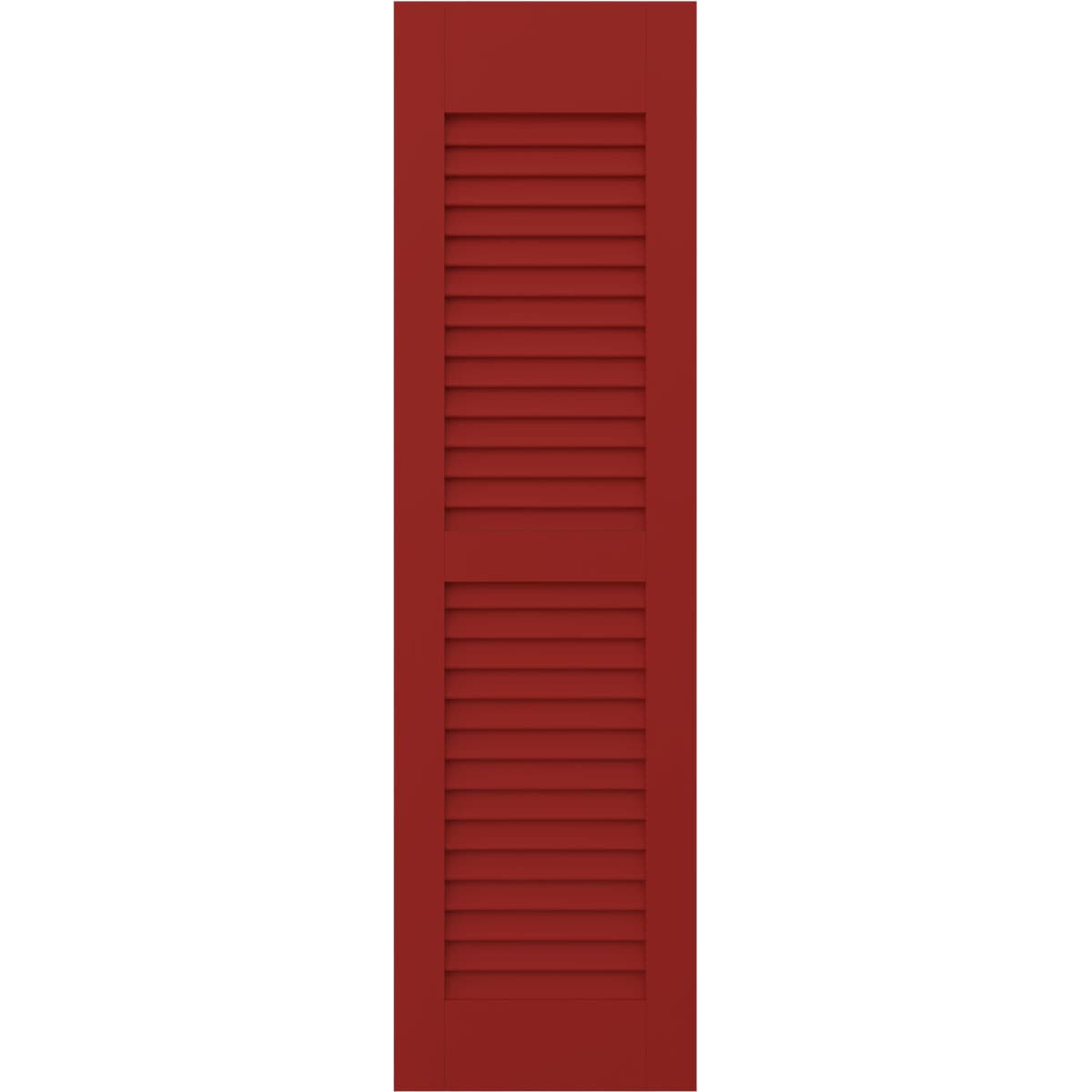 Ekena Millwork 18-in W x 61-in H Fire Red Louvered Wood Exterior Shutters ( 2 -Pack )