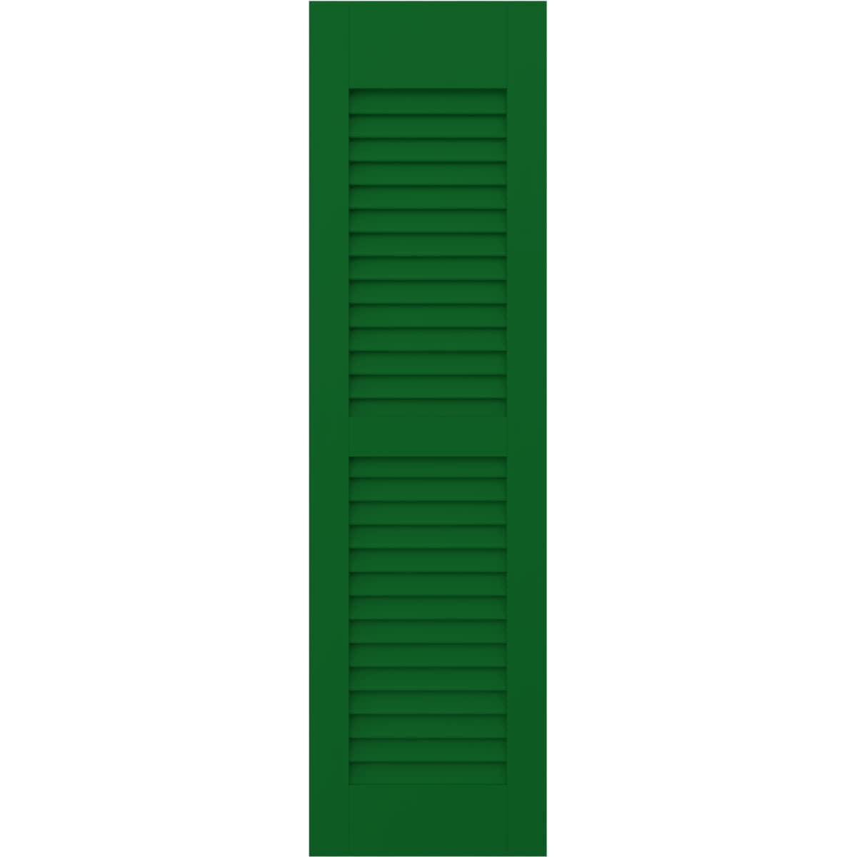 Ekena Millwork 15-in W x 66-in H Viridian Green Paintable/Stainable Louvered Wood Exterior Shutters ( 2 -Pack )