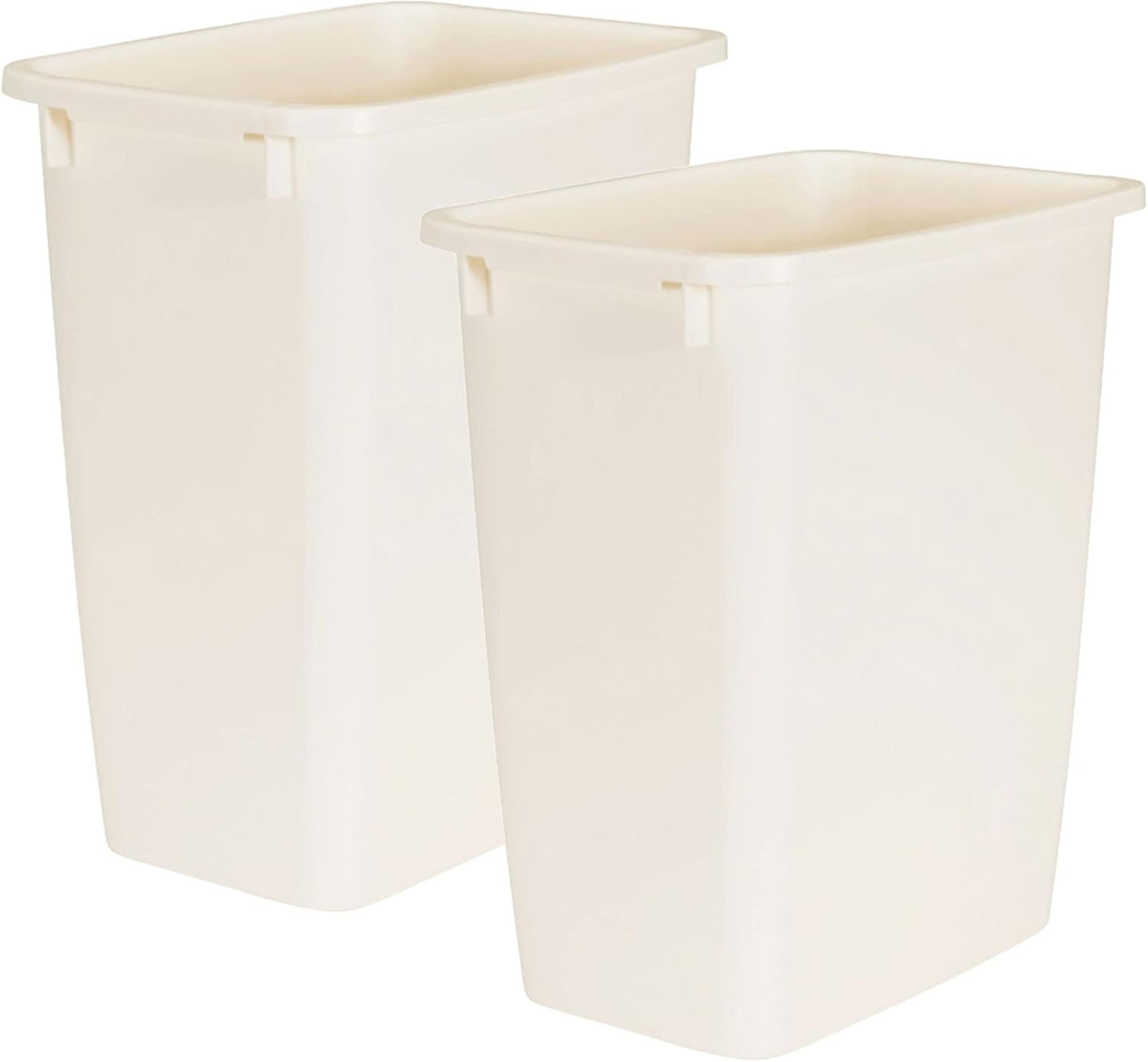 Rubbermaid 21 Quart Traditional Rectangular Plastic Open Wastebasket Trash Can for Kitchen, Bathroom, and Home Office, Bisque (2 Pack)
