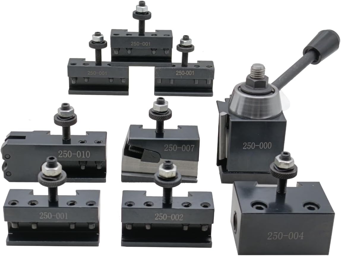 9 PCS 250-000 Quick Change Tool Post Set With Tool Holders For Mini Lathe Swing Dia 6-9". (0XA-9PC)