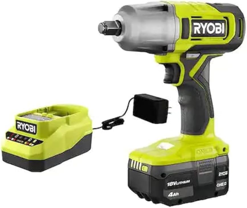 RYOBI ONE+ 18V Cordless 1/2 in. Impact Wrench Kit with 4.0 Ah Battery and Charger, (PCL265K1)