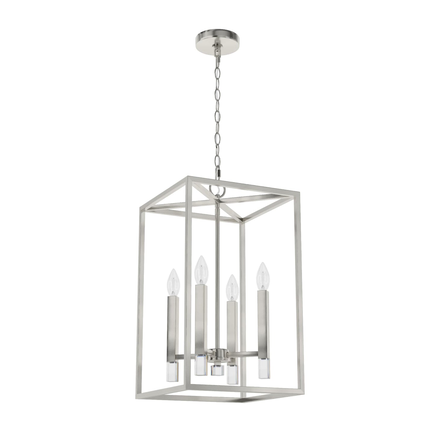 Hunter Sunjai 4 -Light Brushed Nickel Traditional Lantern Medium Hanging Kitchen island light 5281642