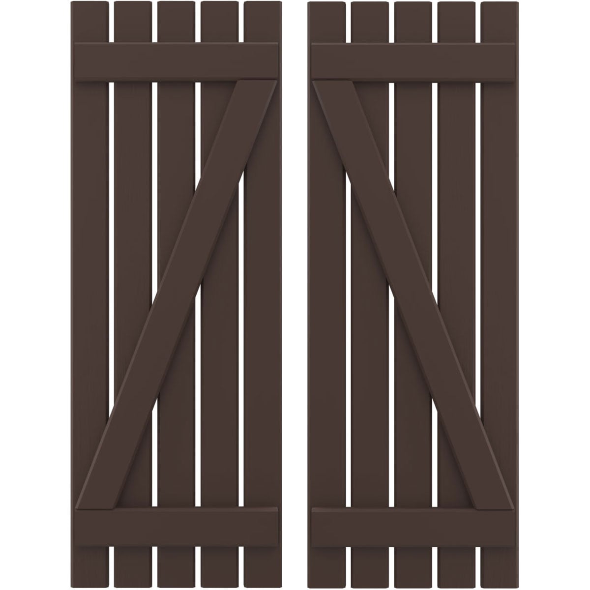 Ekena Millwork 19.5-in W x 78-in H Raisin Brown Board and batten Framed Wood Exterior Shutters ( 2 -Pack )