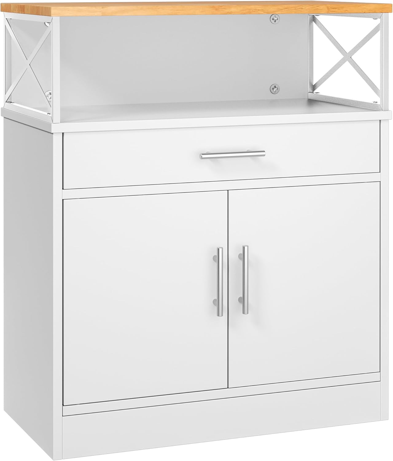 Shintenchi Kitchen Buffet Cabinet with Adjustable Shelf, Modern Kitchen Storage Cabinet,Farmhouse Coffee Bar Cabinet(White)