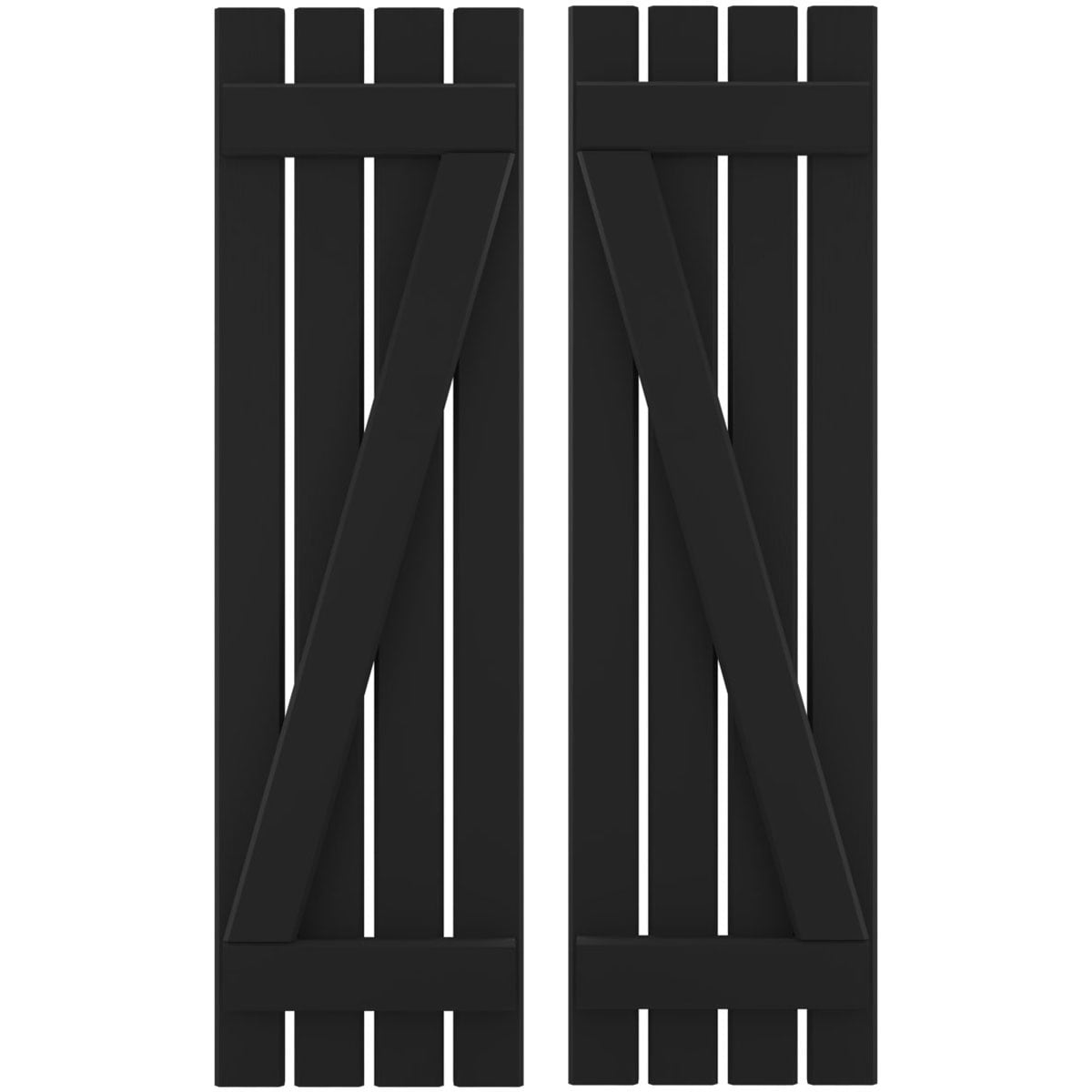 Ekena Millwork 15.5-in W x 78-in H Black Board and batten Framed Wood Exterior Shutters ( 2 -Pack )