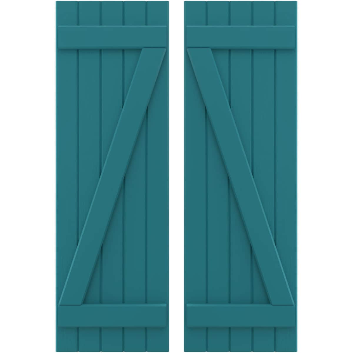 Ekena Millwork 17.5-in W x 62-in H Antigua Paintable/Stainable Board and batten Spaced with z-bar Wood Exterior Shutters ( 2 -Pack )