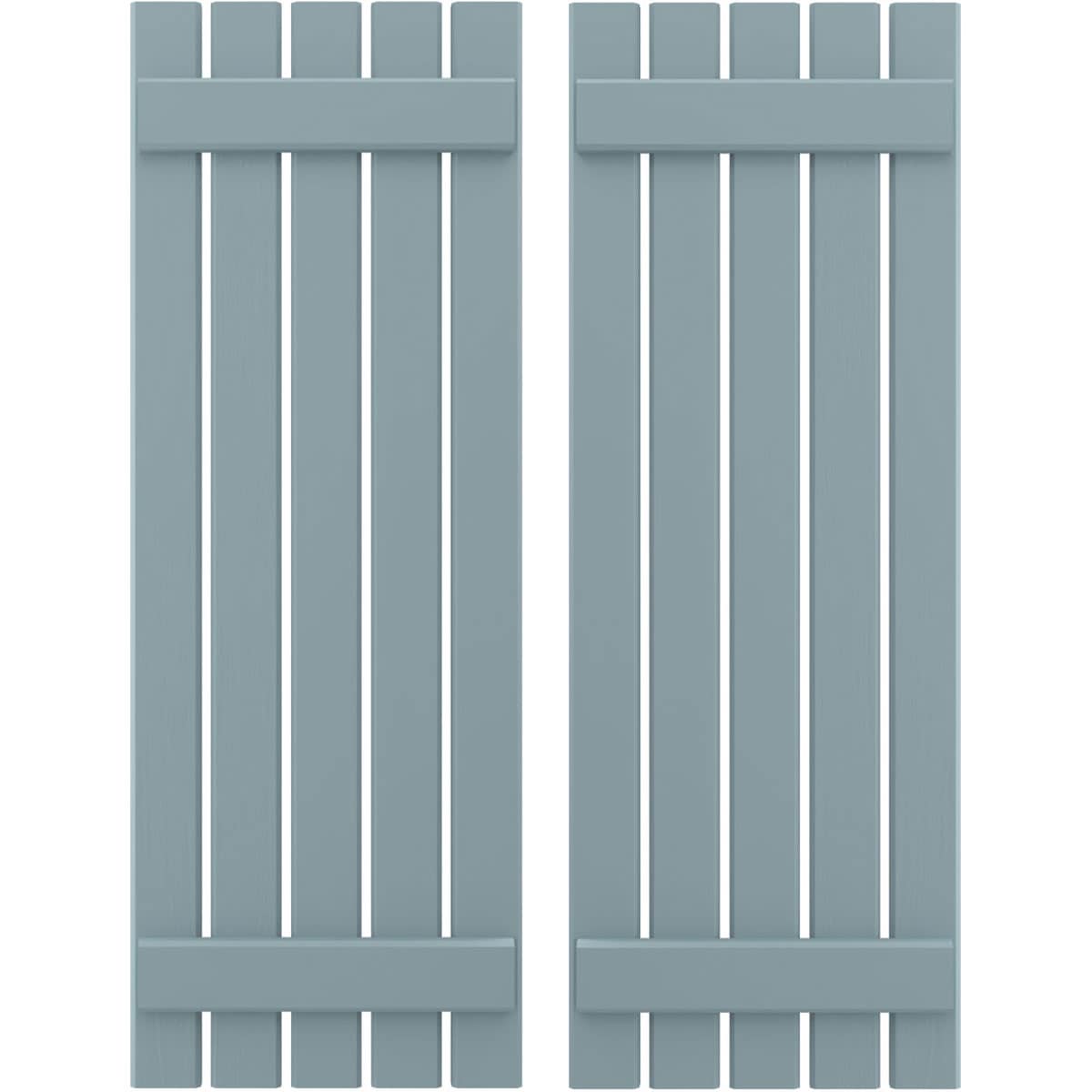 Ekena Millwork 19.5-in W x 66-in H Peaceful Blue Board and batten Spaced with z-bar Wood Exterior Shutters ( 2 -Pack )